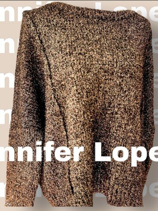 Jennifer Lopez Sweaters - SALE***Nice Jennifer Lopez Sweater Women's Sz L Metallic Gold Copper Black Cozy
